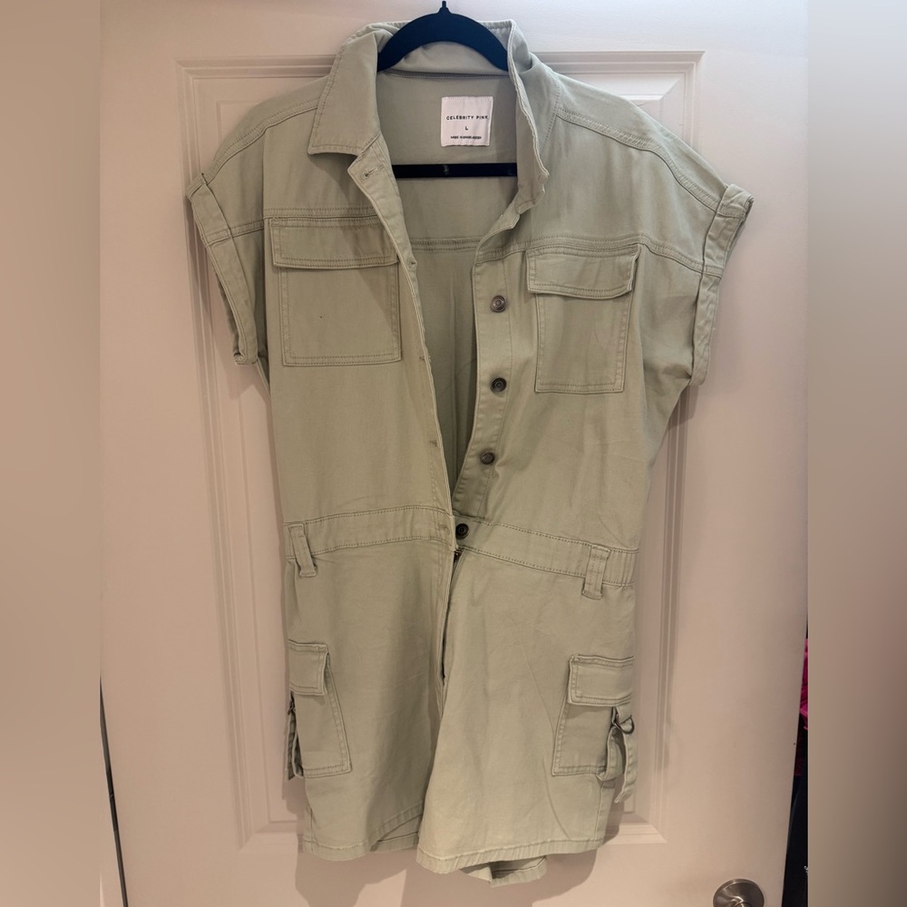 Celebrity Pink Light Sage Utility Romper